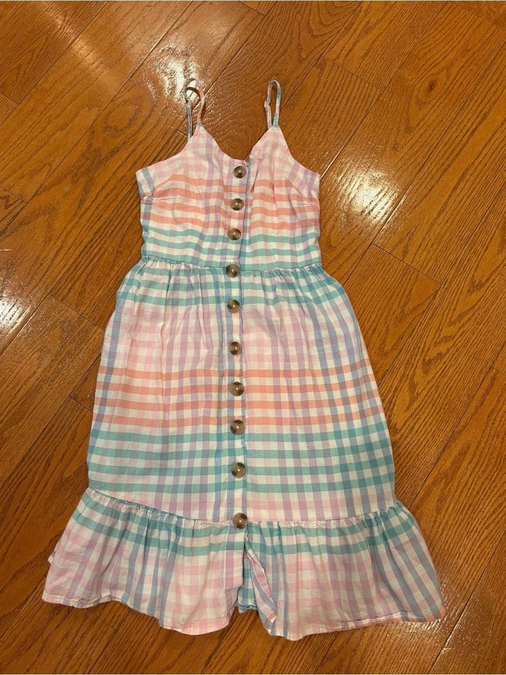 Japna Pastel Gingham Sundress Womens Small Cottagecore Tiered Cotton Dress